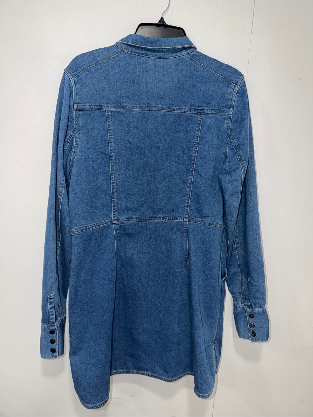 Free People Dynomite Denim Mini Shirt Dress Size: LARGE - Picture 4 of 10